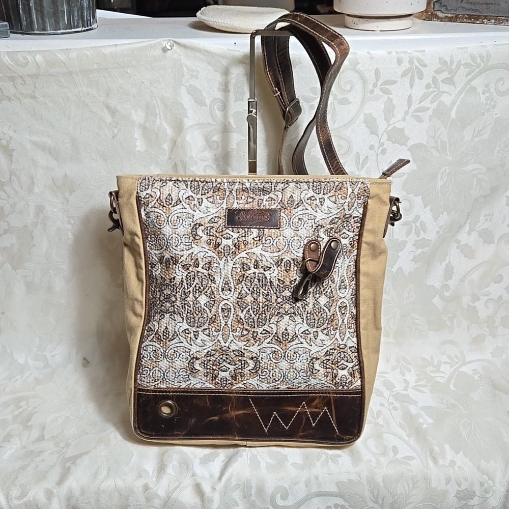Sixtease Leather and Fabric Boho Crossbody Bag